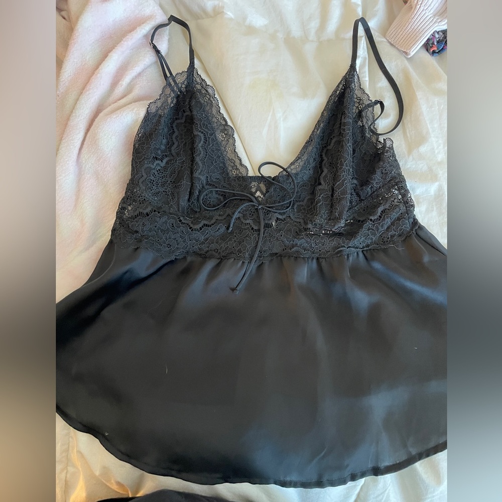 VS Black Lace and Satin lingerie top